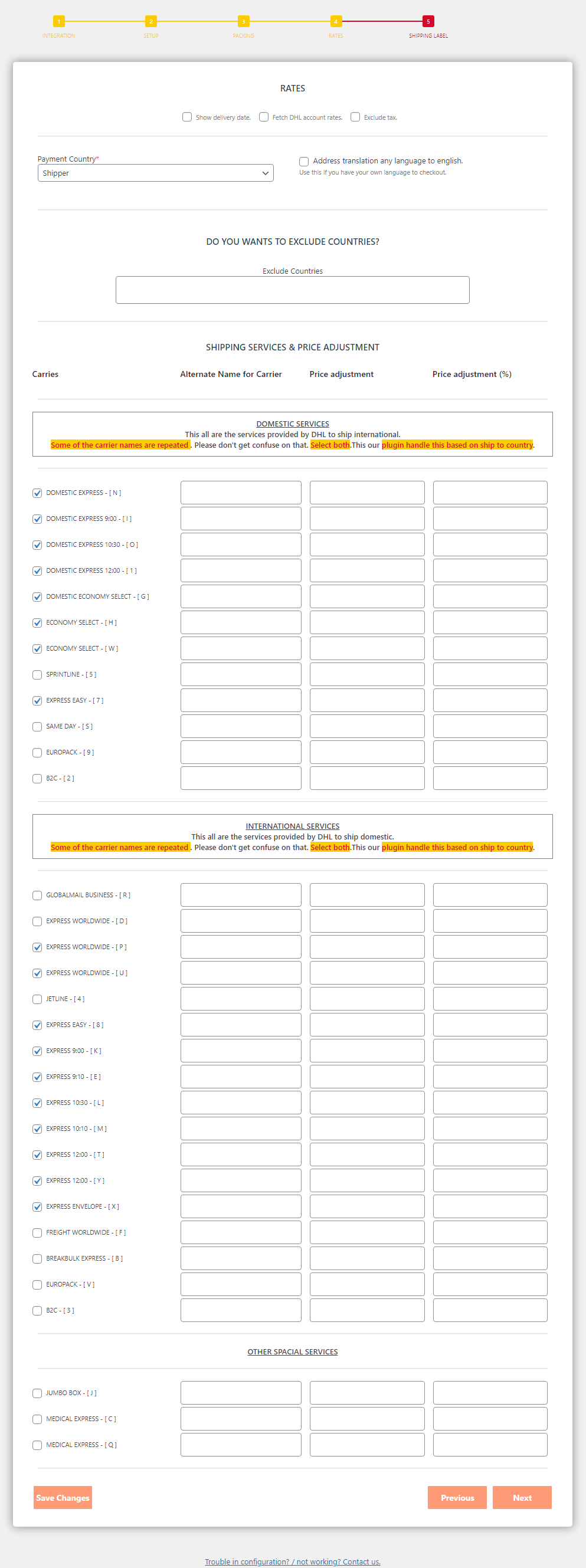 Packing algorithm configurations.