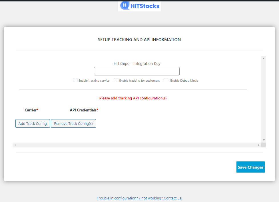 SETUP TRACKING AND API INFORMATION