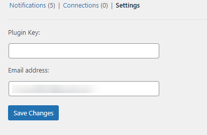Configuration - enter the plugin key and e-mail id