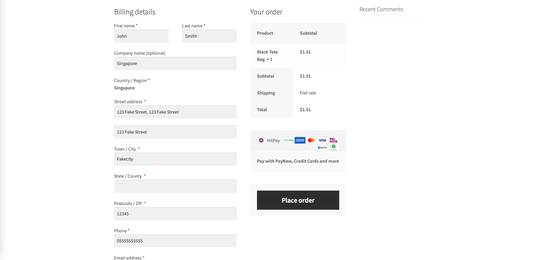 Normal checkout with HitPay Payment Gateway.