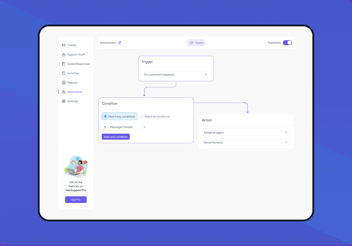 Automatically assign ticket to staff.