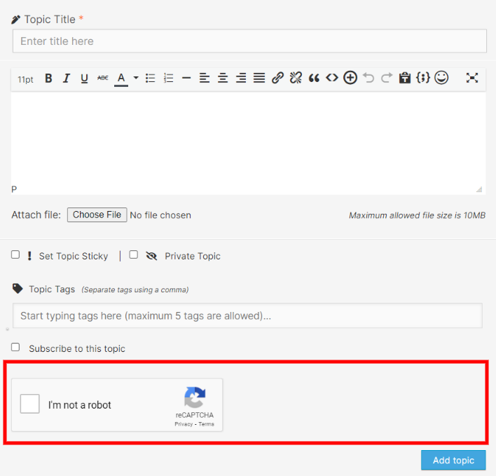 WordPress comment form Google reCAPTCHA.