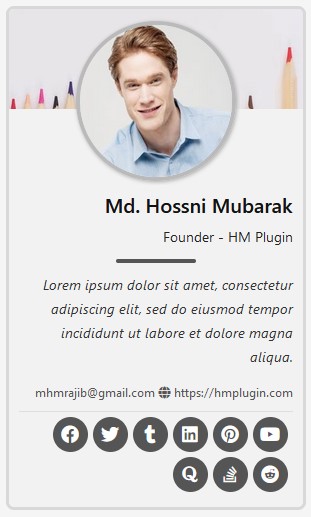 Author box widget with rounded image