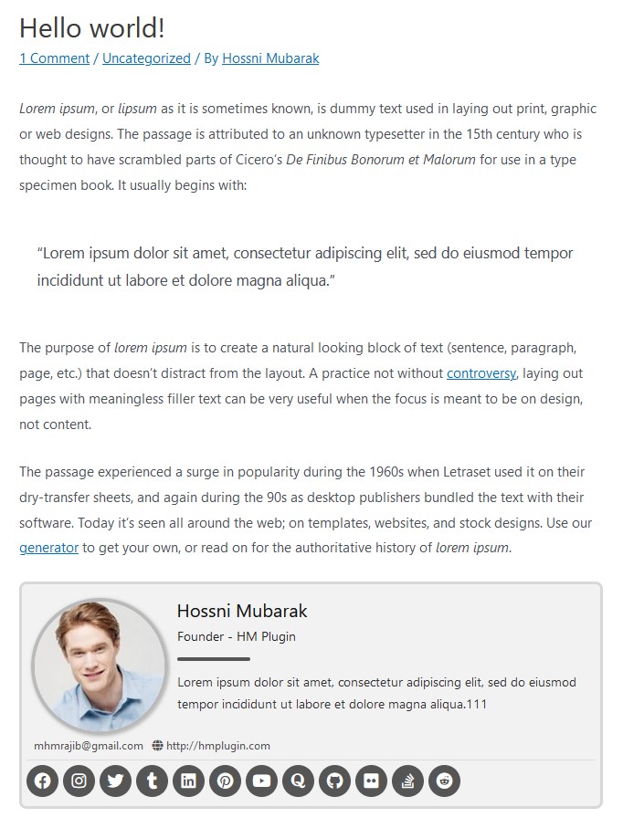 Author box at bottom of post content