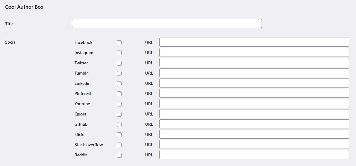 Title and social link option in WordPress user profile panel