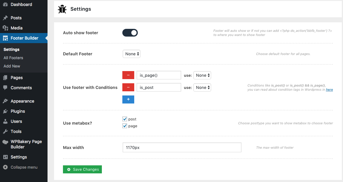 Plugin settings