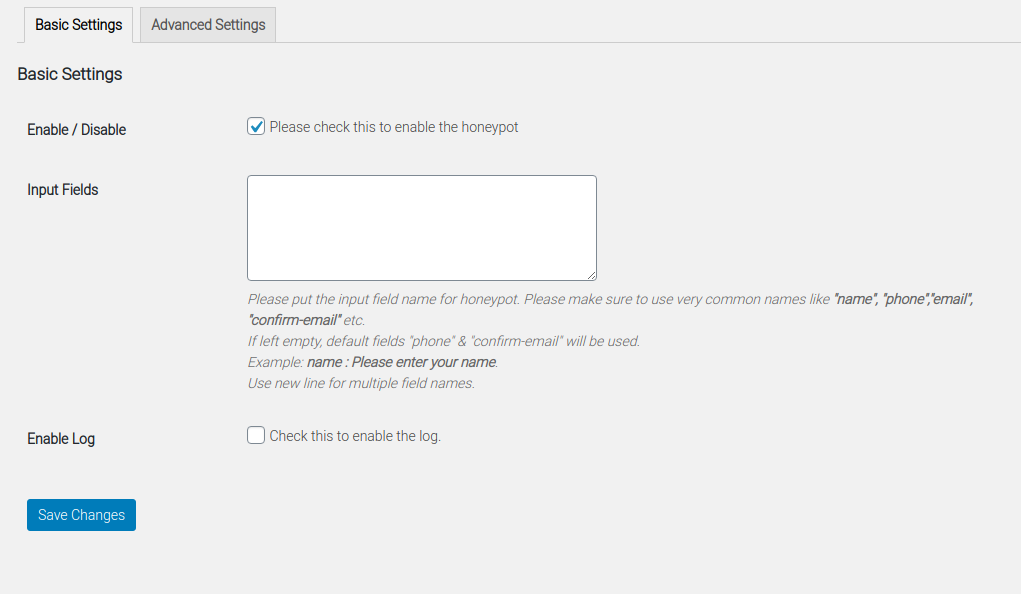 Honeypot basic settings