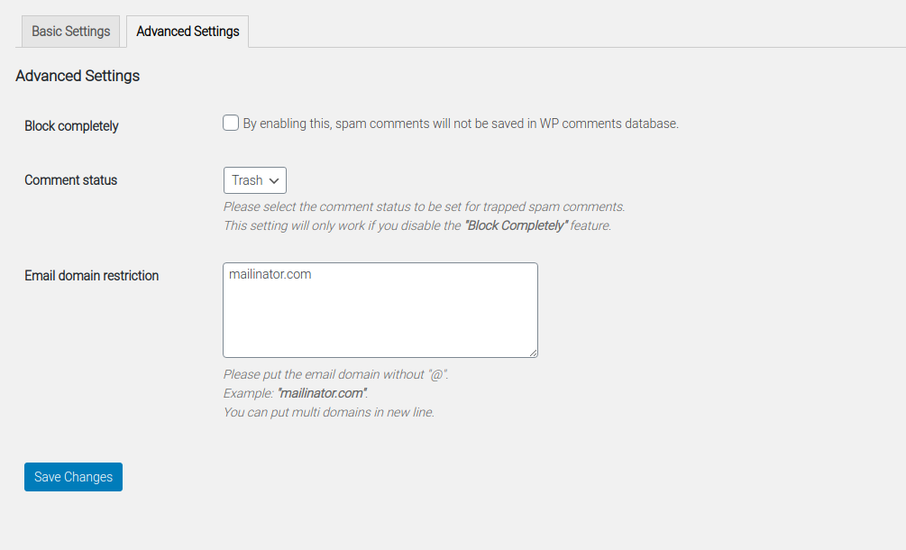 Honeypot advanced settings