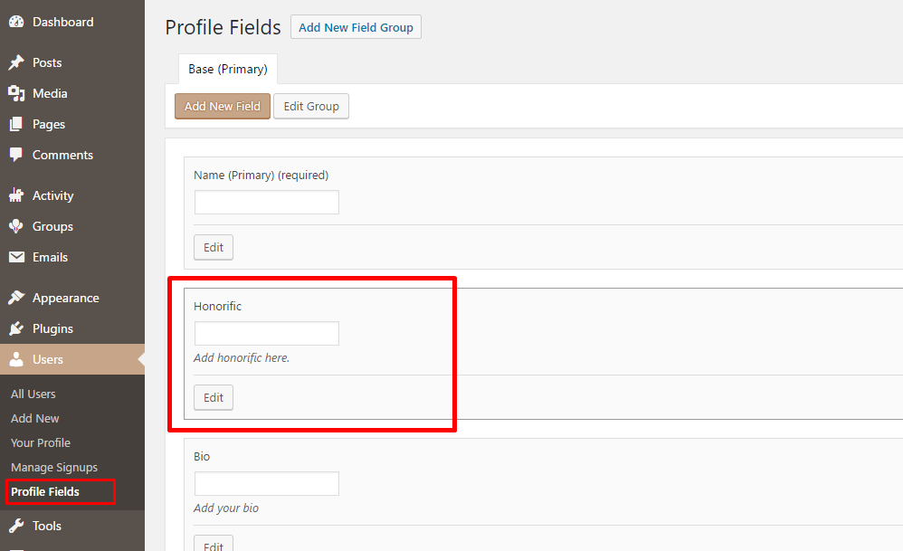 Add "Honorific" profile field.