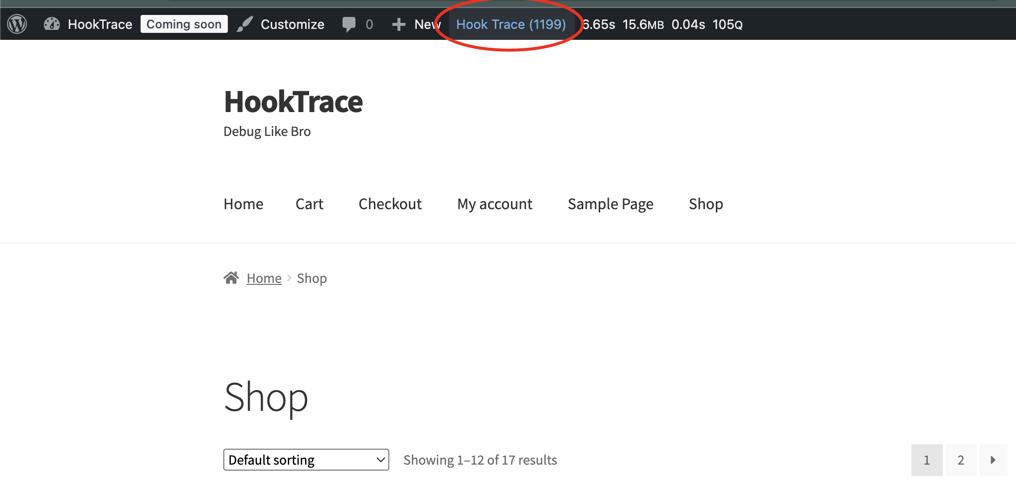 Selected hook detail view showing all callbacks with priority, execution order, duration, and file paths