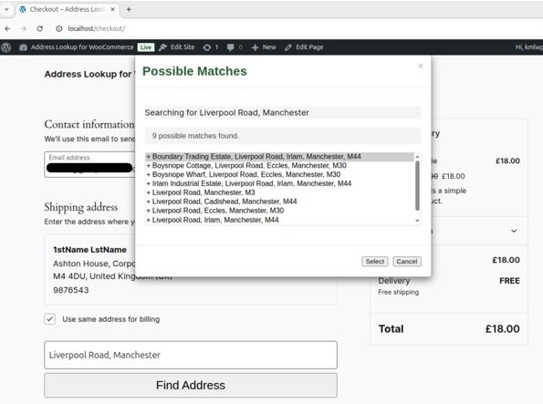 Address search with the Address Lookup method
