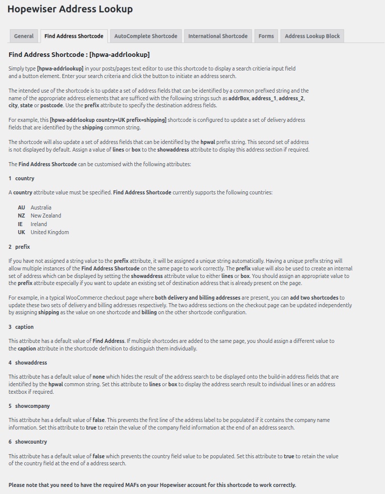 [hpwa-autocomplete]shortcode for autocomplete address lookup