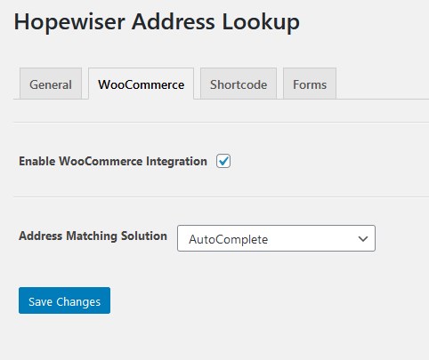 WooCommerce integration screen on Administration page