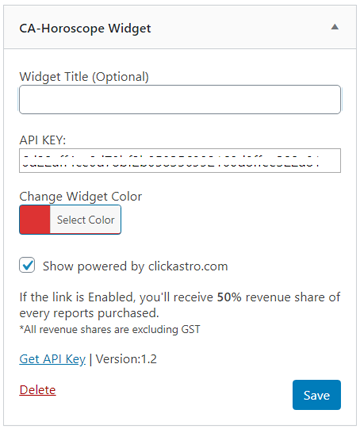 Widget setting page