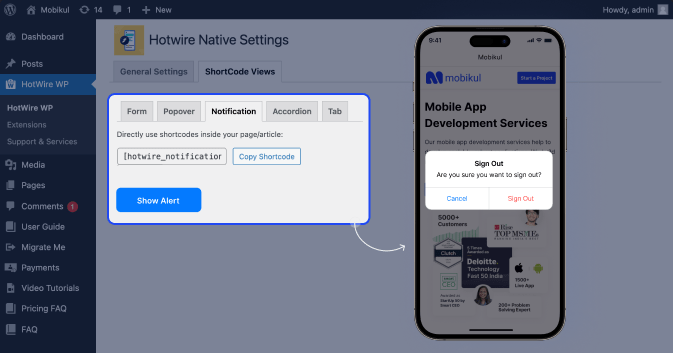 **Native Notifications:** - Demonstrating the implementation of native notifications within the WordPress ecosystem.