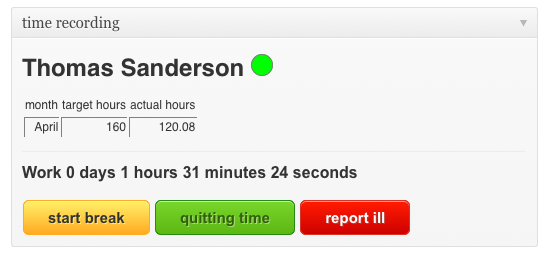 Time Recording Dashboard Widget