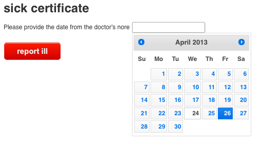 Ill reporting with calendar