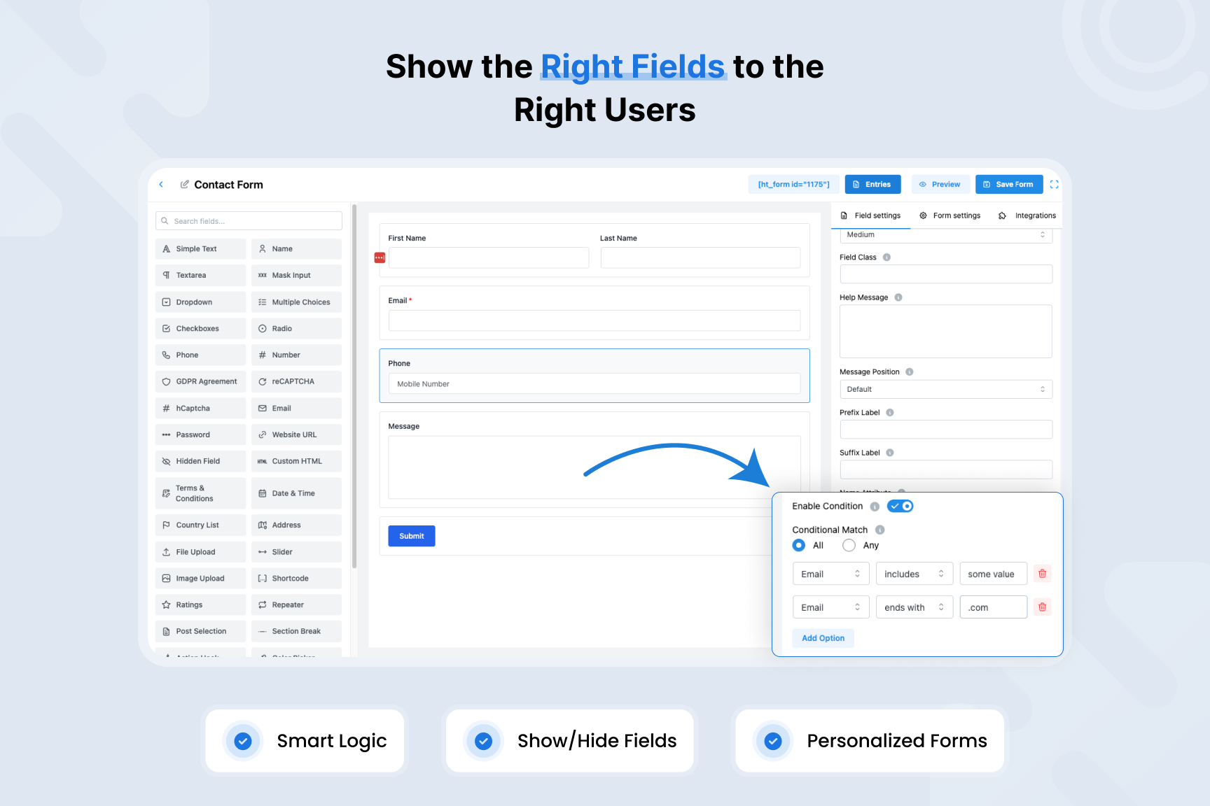 Conditional Logic - Show/hide fields based on user input