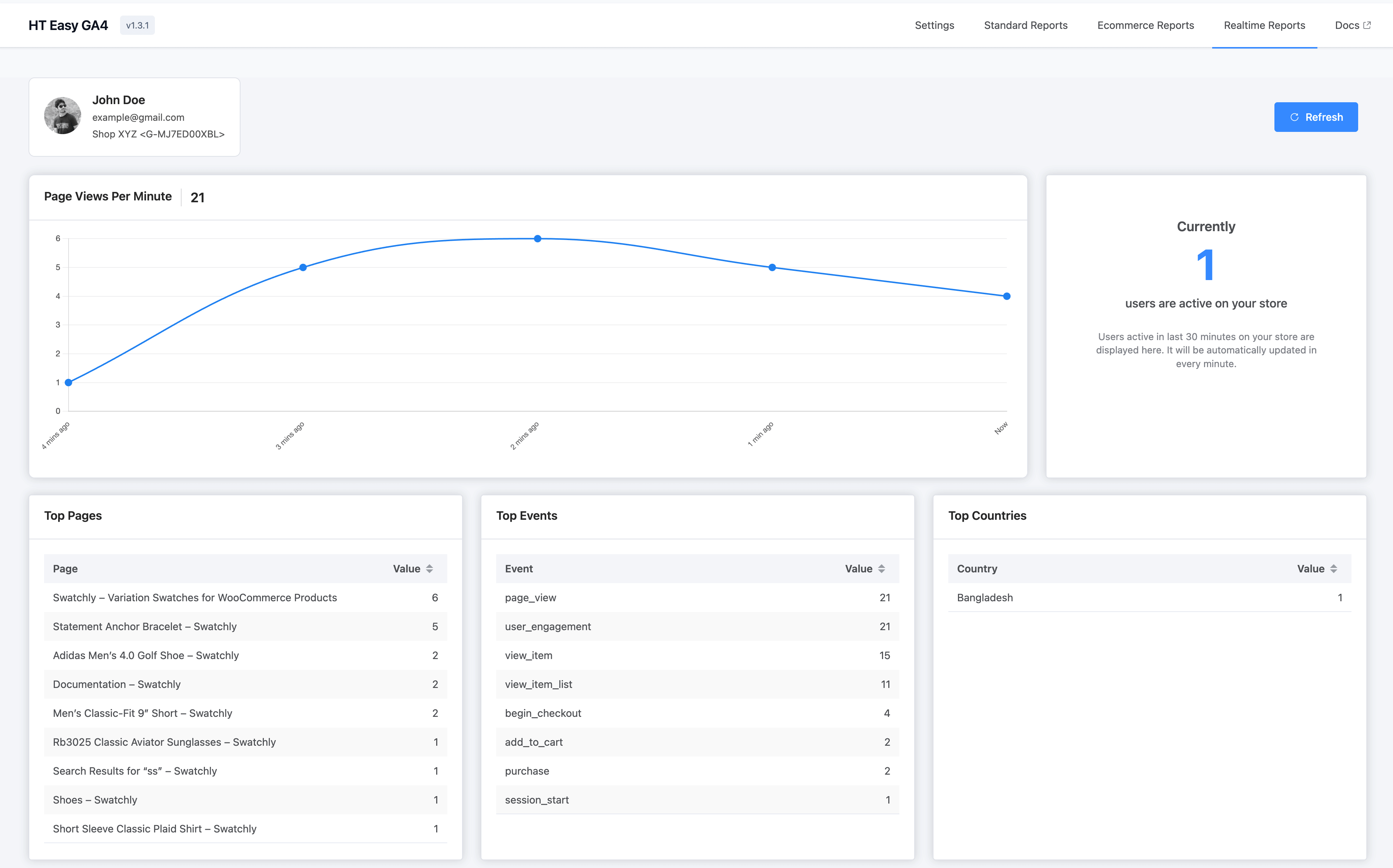 Real-time Reports (available in Pro version)