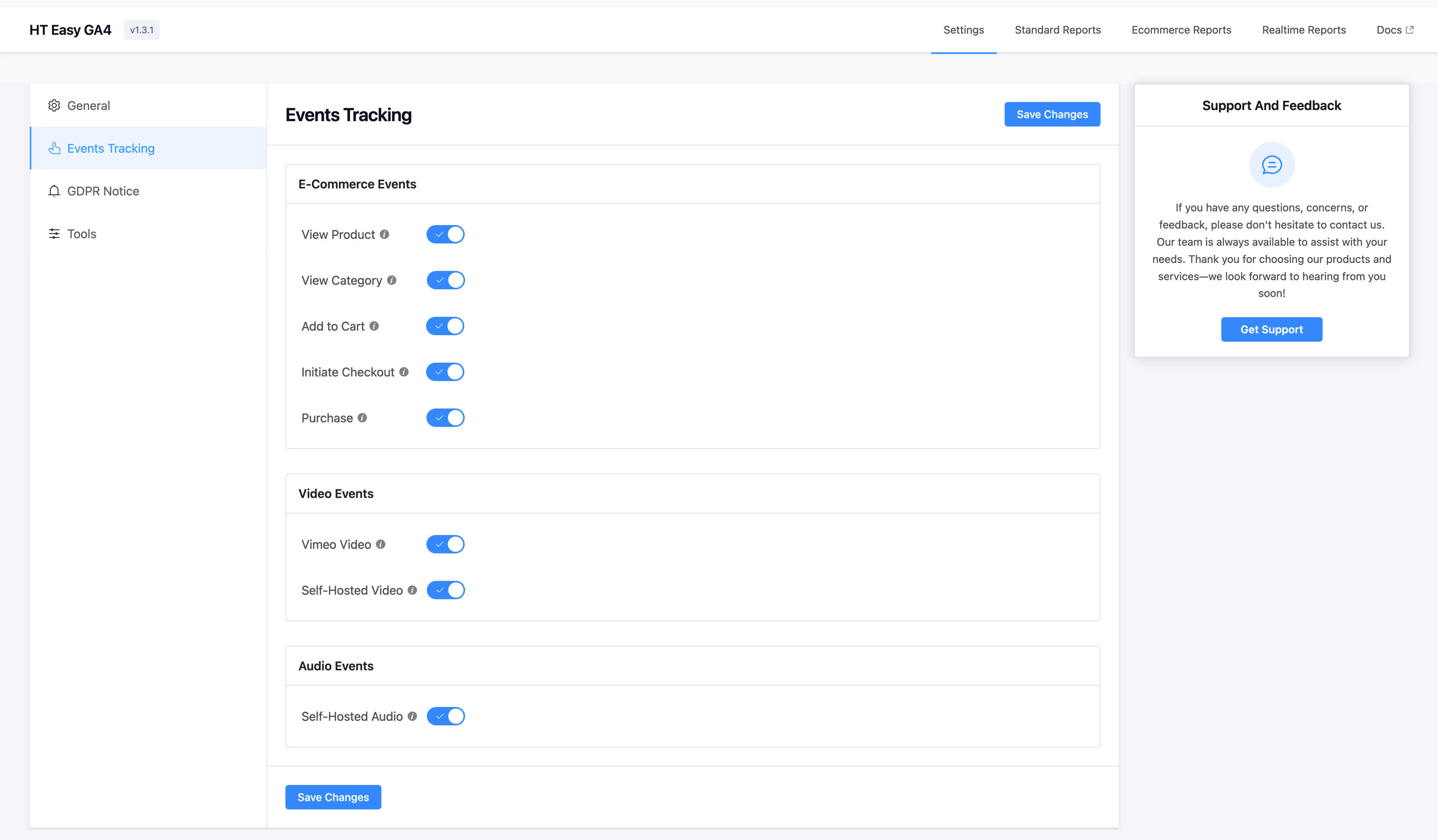 Events tracking (available in Pro version)