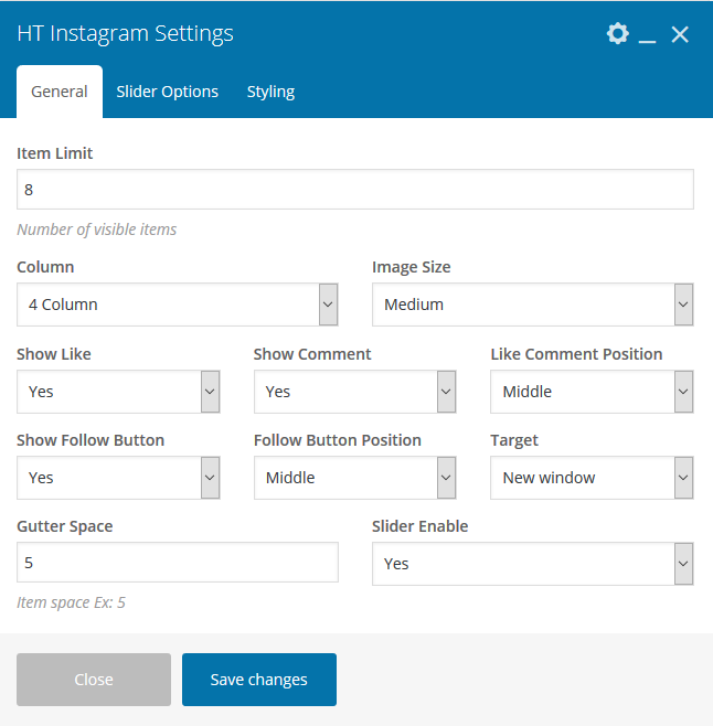 Options Panel Style Options