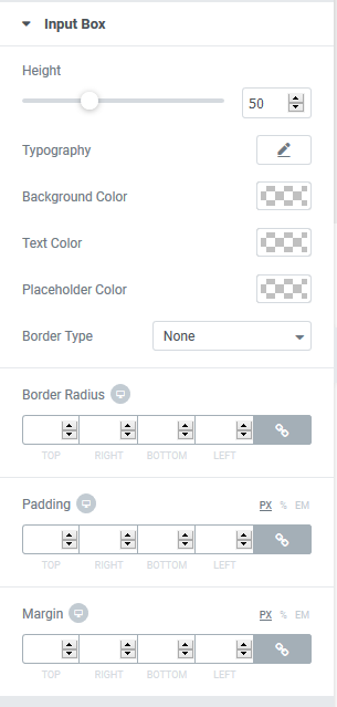 Elementor Addons input box Styling Options