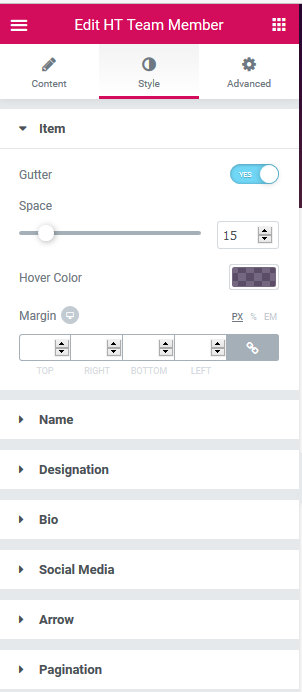 Default Widgets Options