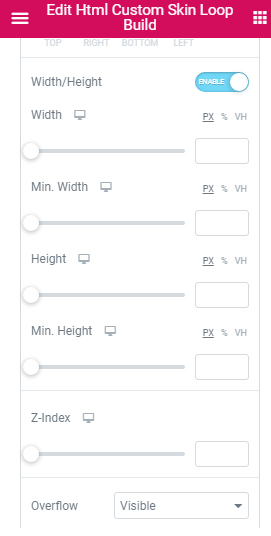 Width/Height option