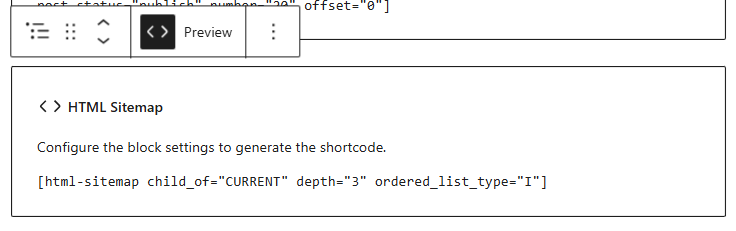 HTML Sitemap Block in editor.