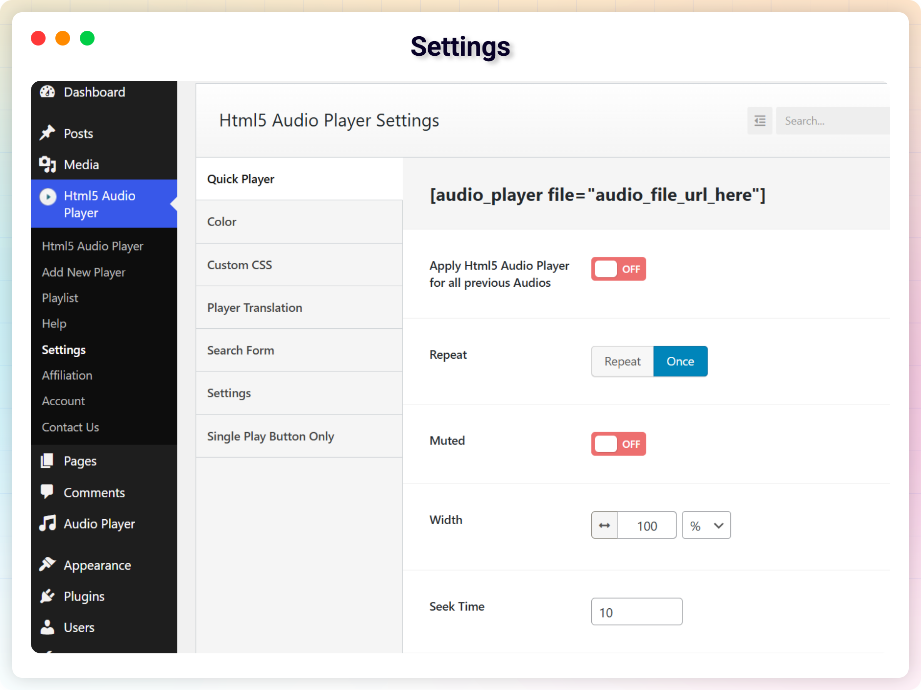 Player Configuration