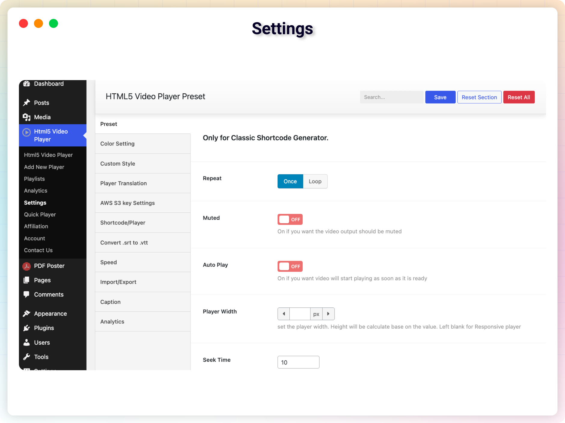 Gutenberg Block Settings