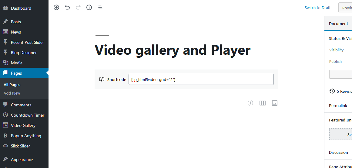 Also work with Gutenberg shortcode block.
