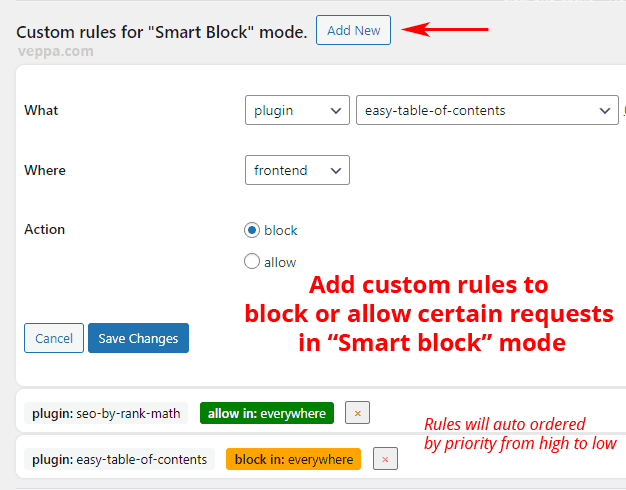 When Smart Block enabled total page generation time will be limited to 3 seconds. Page with 10 requests, will improve from 11-12 seconds to 3 seconds, regardless of web hosting resources.