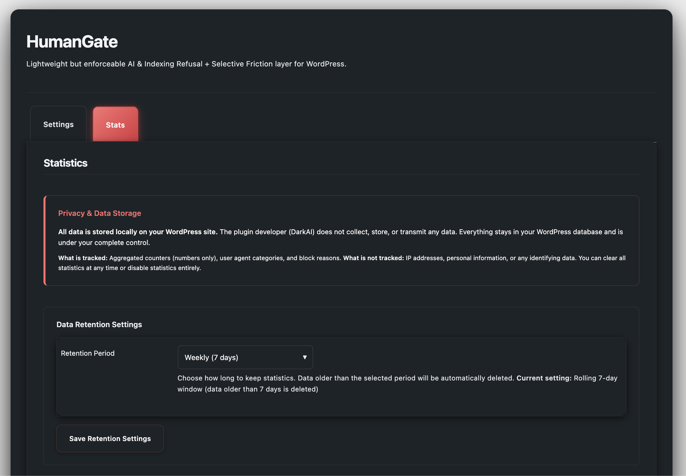 Content type control section showing per-post-type settings and per-post AI refusal controls