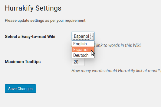 Hurrakify settings. Here Hurrakify can be adapted to your own needs.