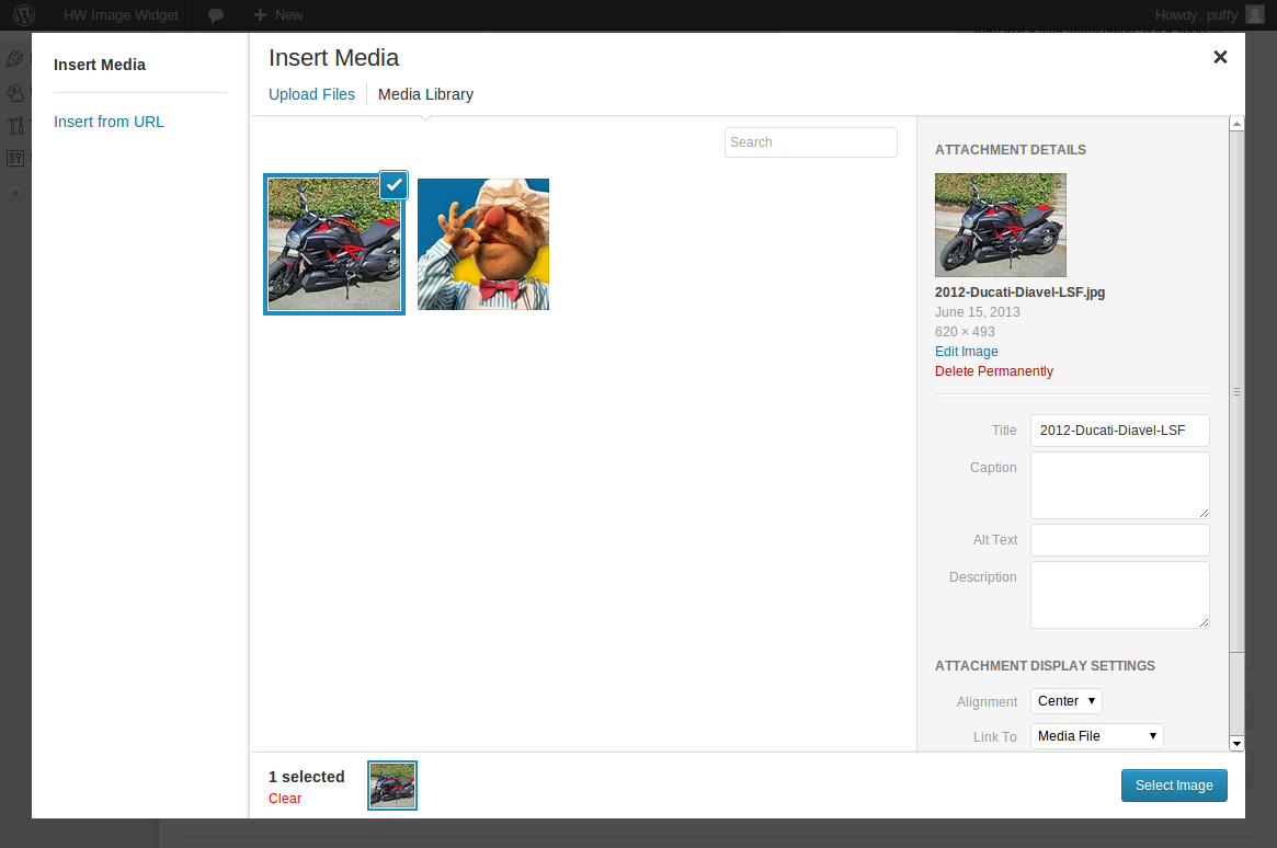 Selecting an image.