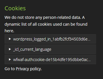 List of all cookies as links.