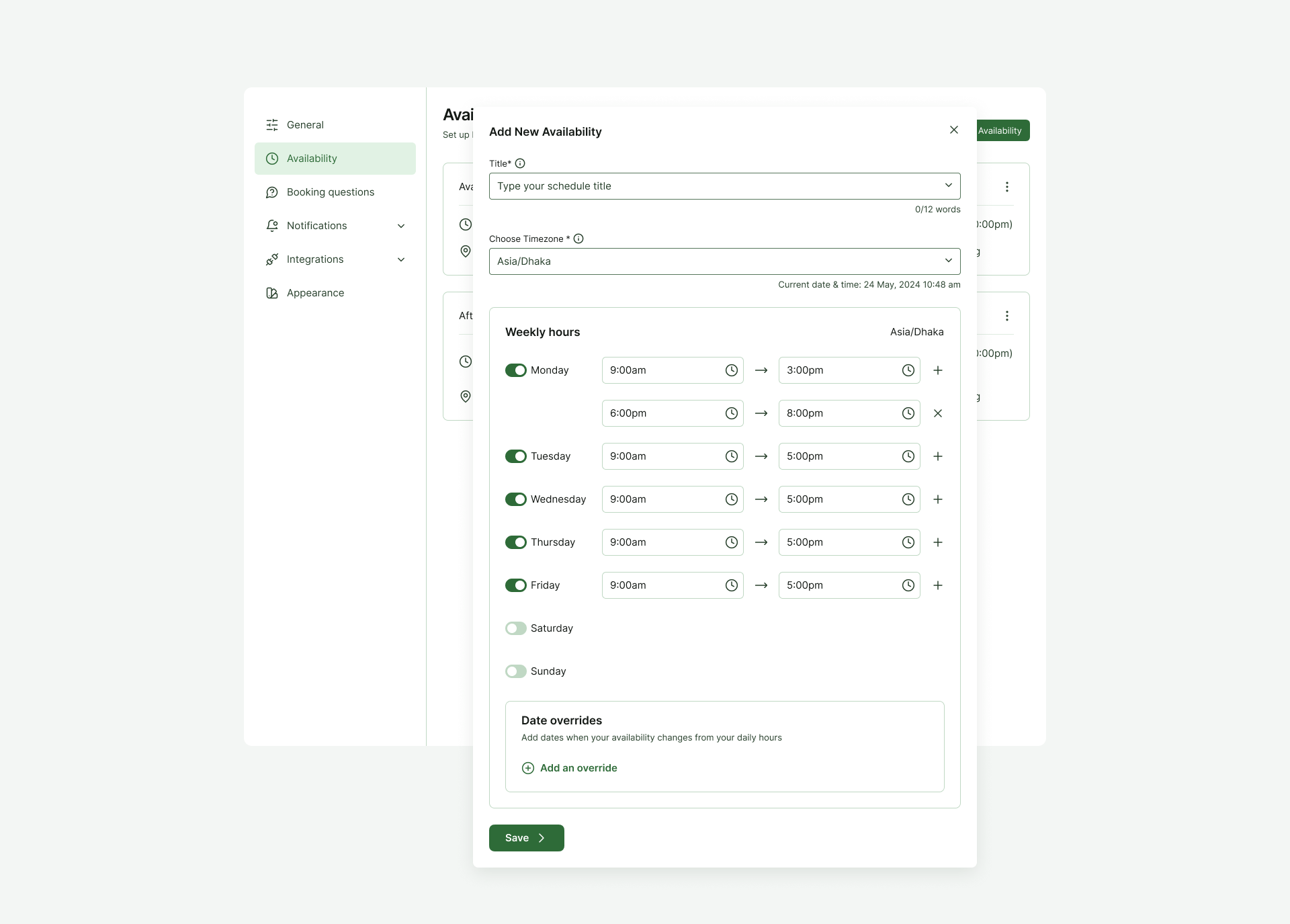 Booking Details - List View