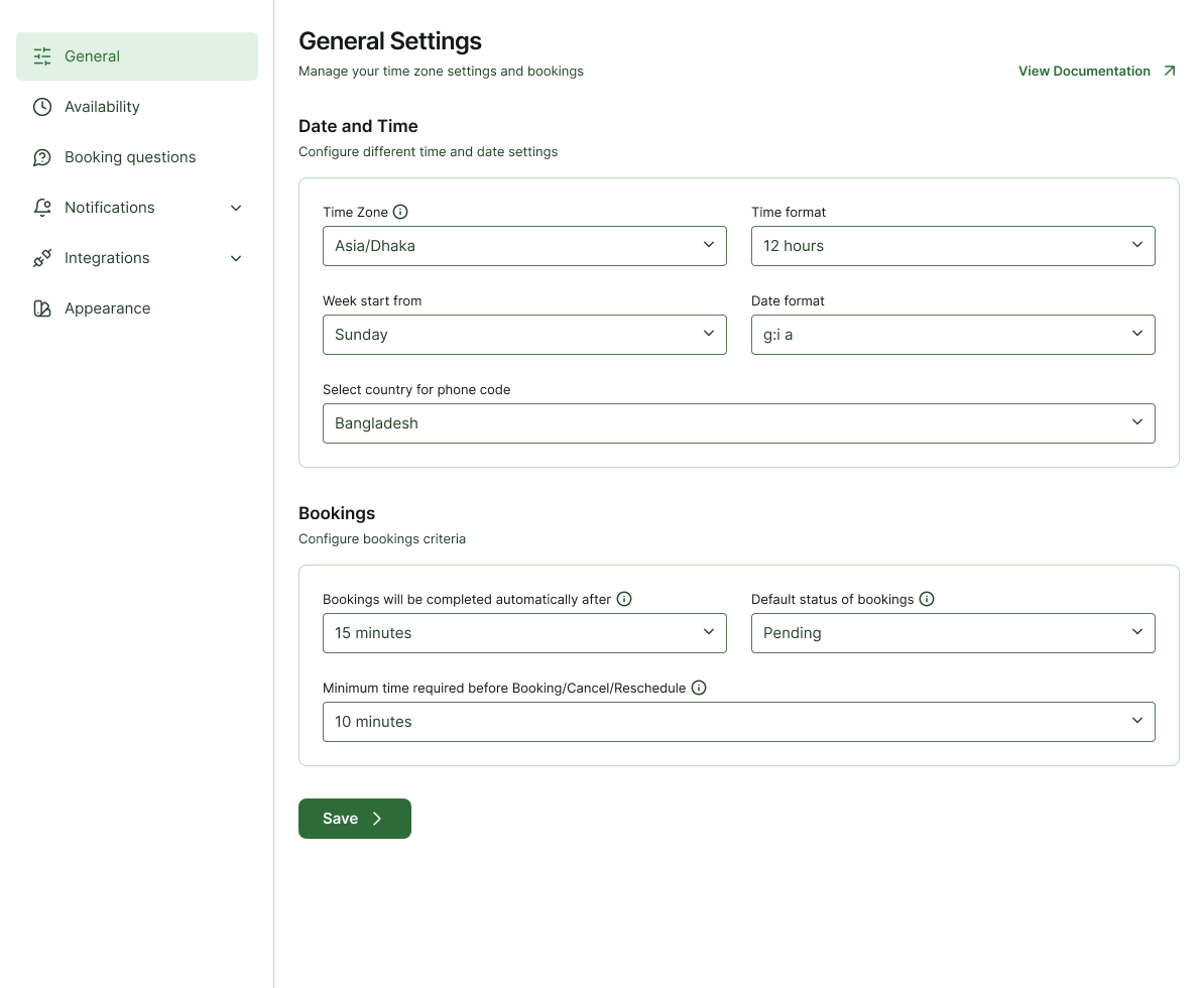 Booking Details - Calendar View