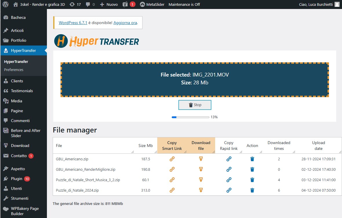 HyperTransfer Admin Uploading
