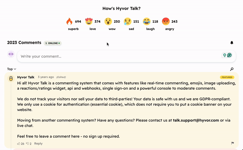 Comments & Reactions Embed