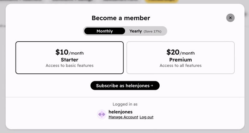 Memberships Embed