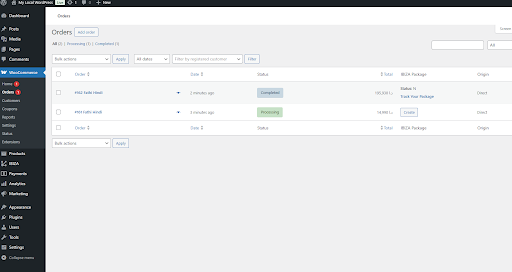 **Orders List with Create Button** – Sync individual orders with one click.