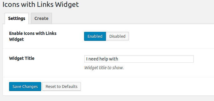 Widget settings panel