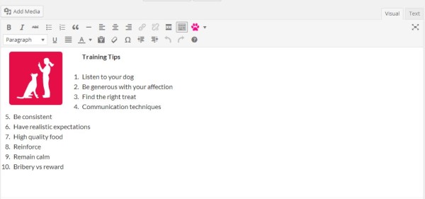 Here is an example of the icon glyph viewable in the wp-editor.