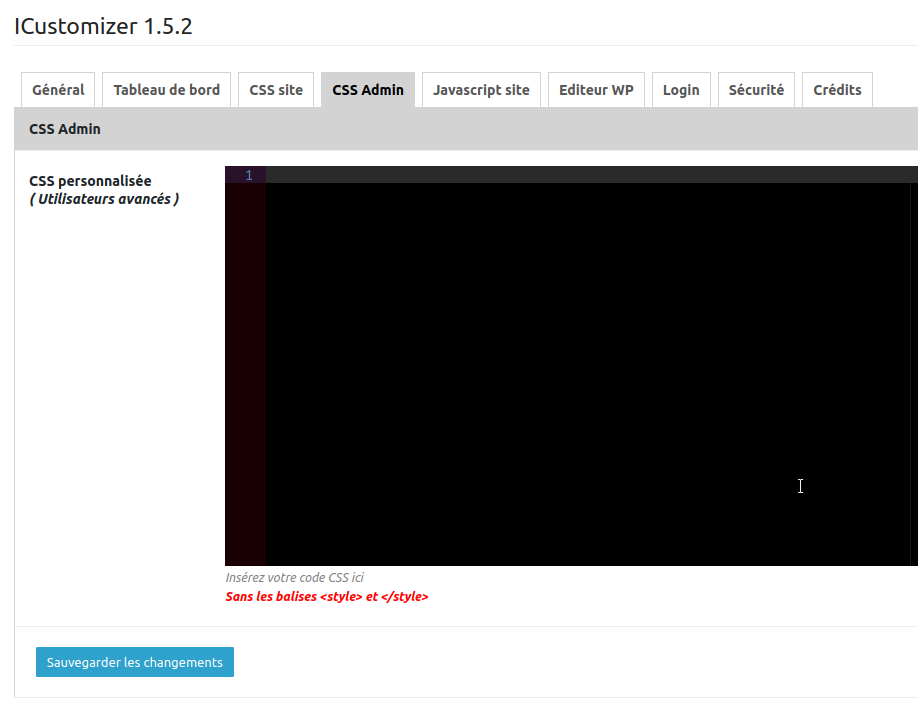 icustomizer custom css admin