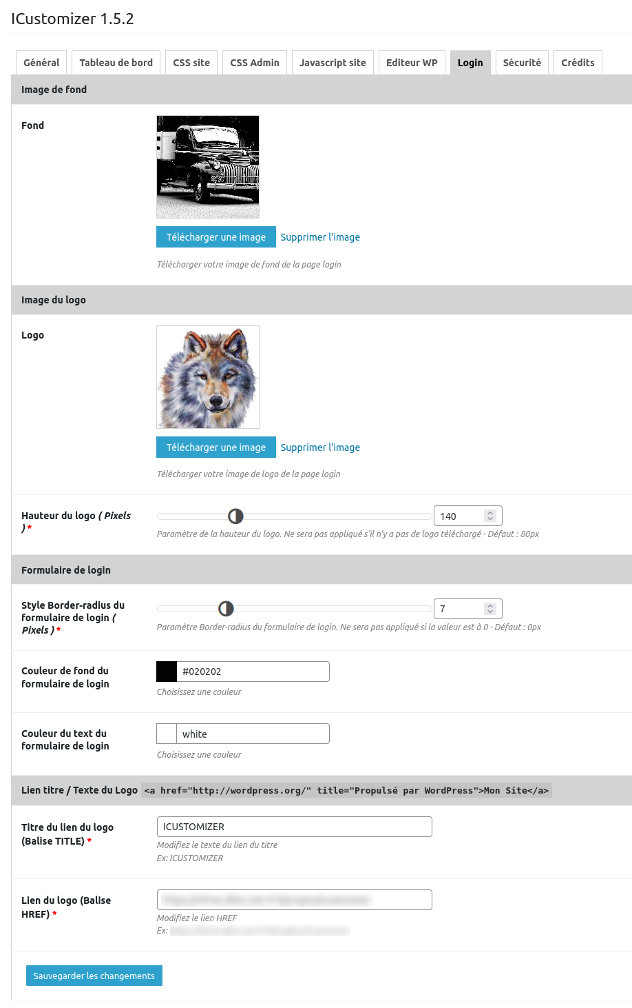 icustomizer wp admin login