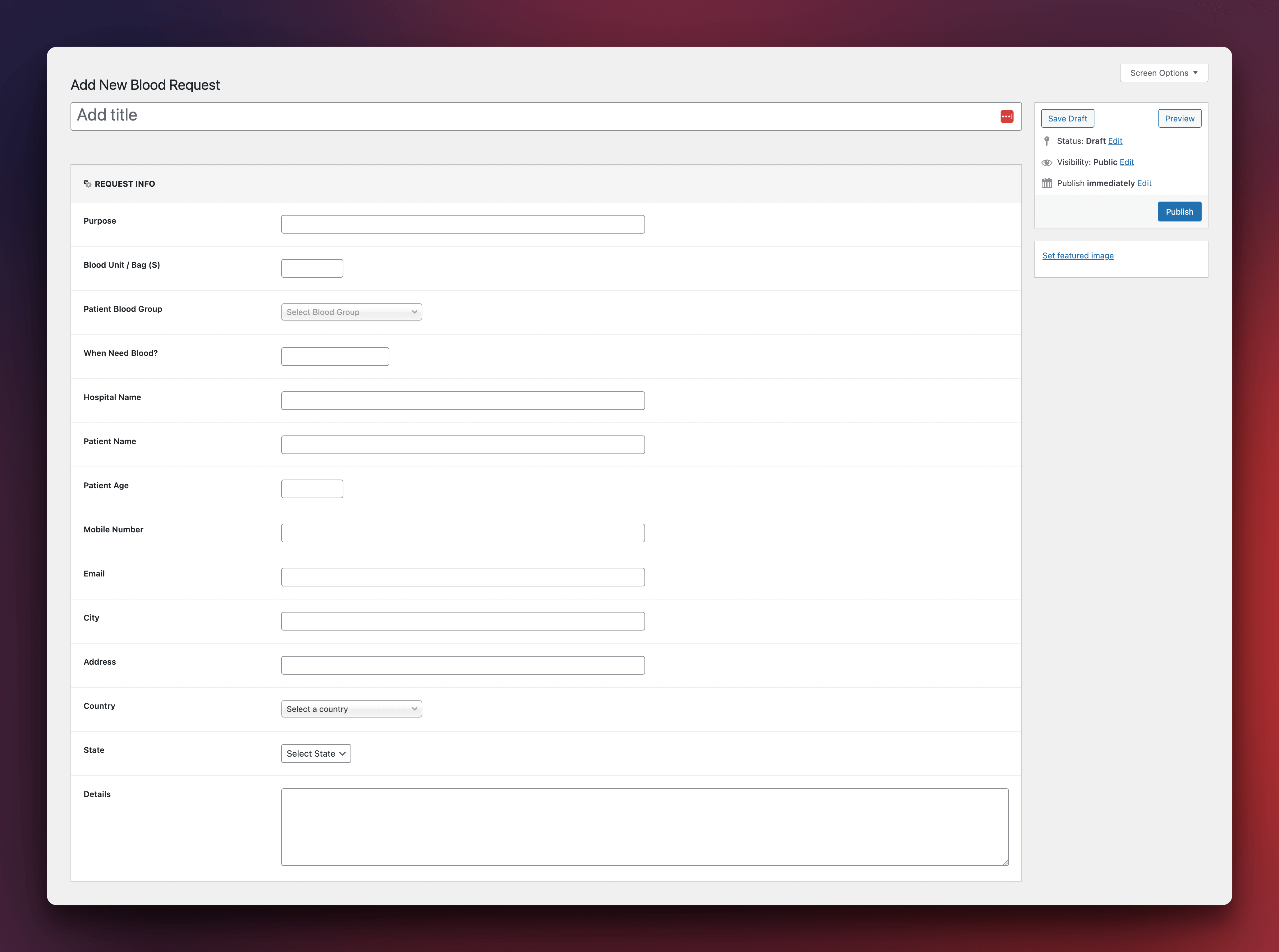 Frontend Donors Listing Table
