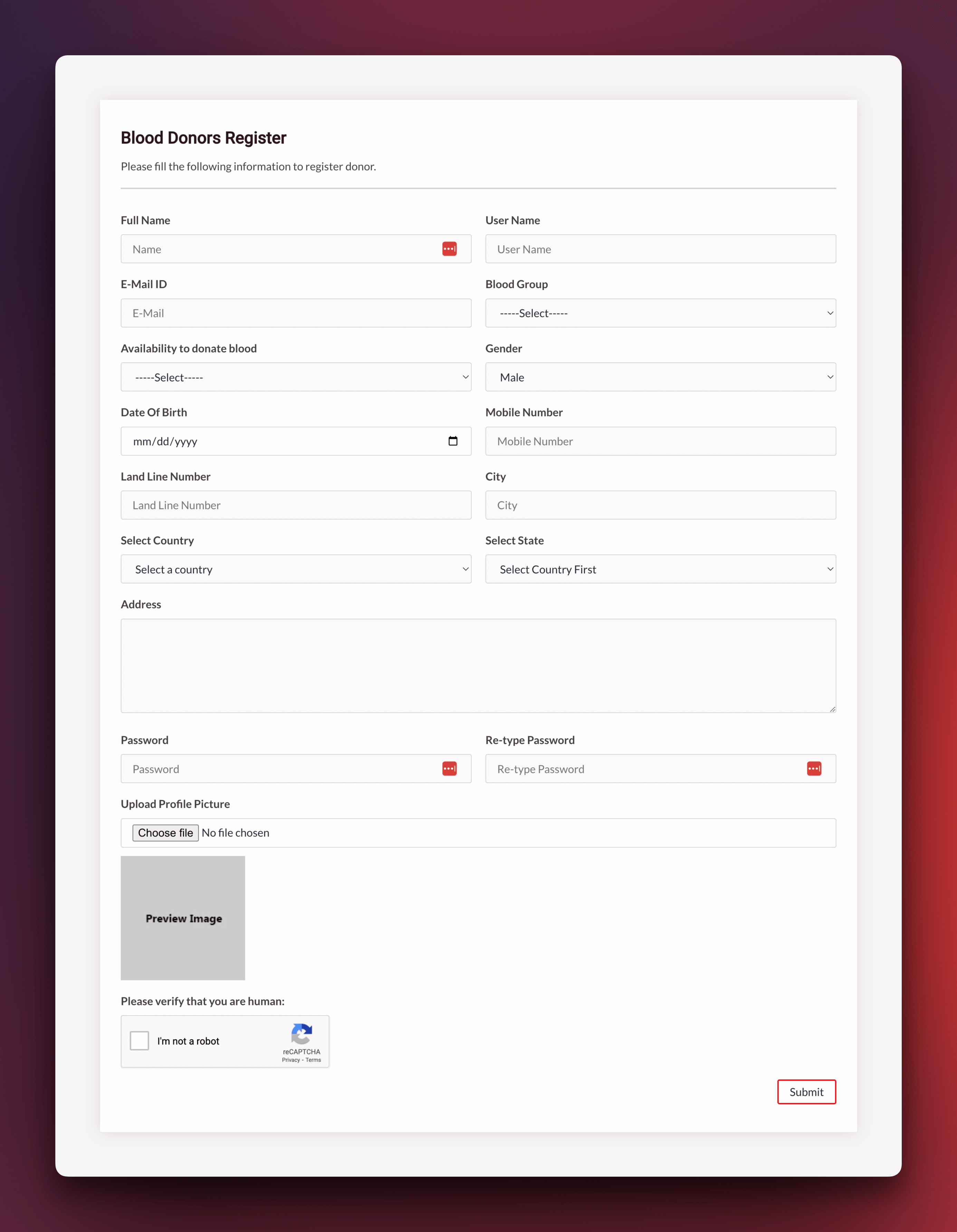 Dashboard Settings Page Settings
