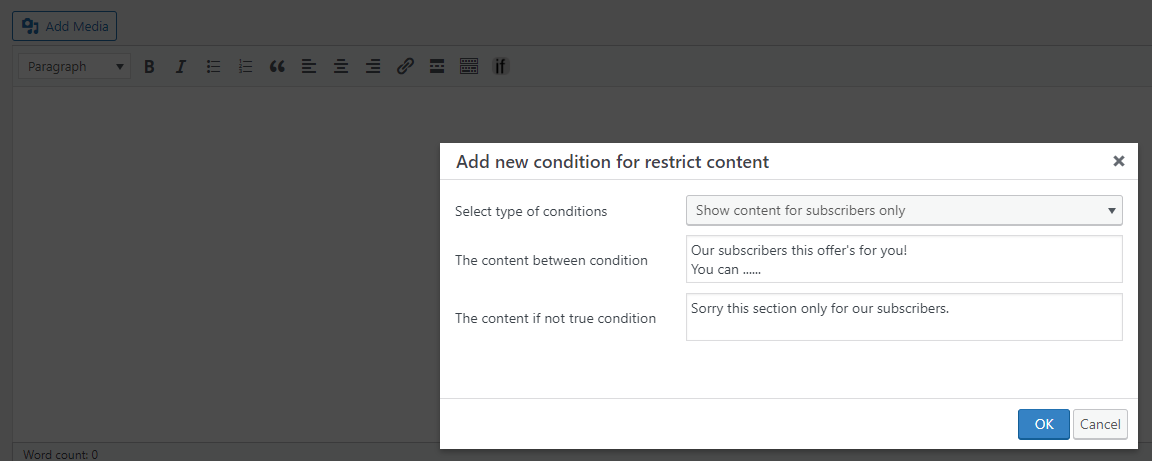 Generate new content shows only for subscribers.